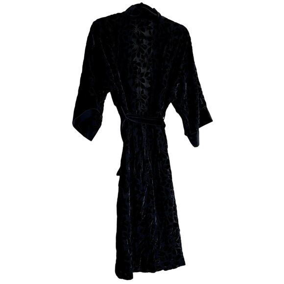 Victoria's Secret Luxury Artisan Robes Women Sz XS / Small Black Velvet Sheer - Picture 2 of 13
